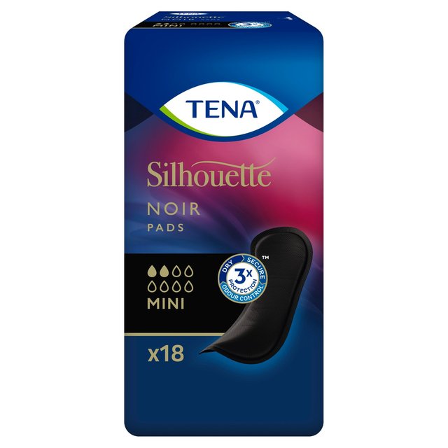 Tena Lady Silhouette Black Incontinence Pads, 18 Per Pack