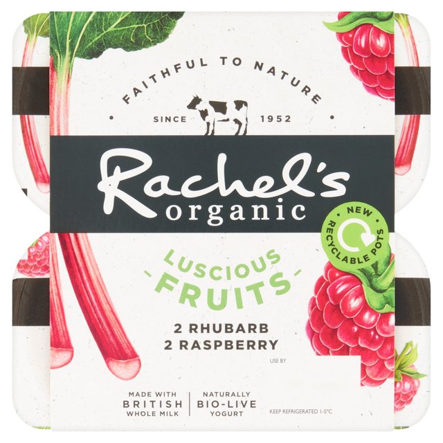 Rachel’s Organic Luscious Fruits Rasp/Rhubarb, 4x110g