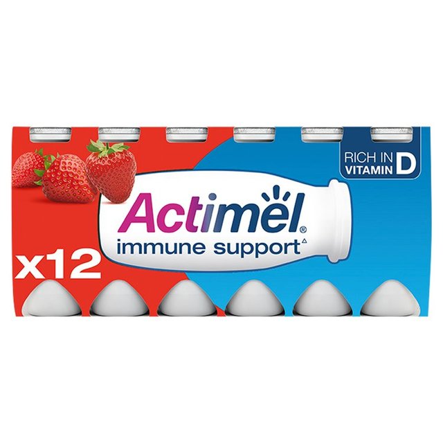 Actimel Strawberry Cultured Yoghurt Drink, 12 x 100g