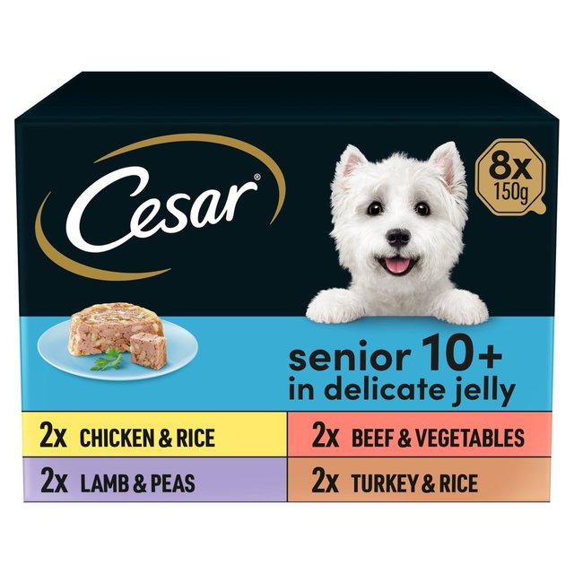 Cesar Senior Wet Dog Food Trays Meat in Delicate Jelly, 8 x 150g
