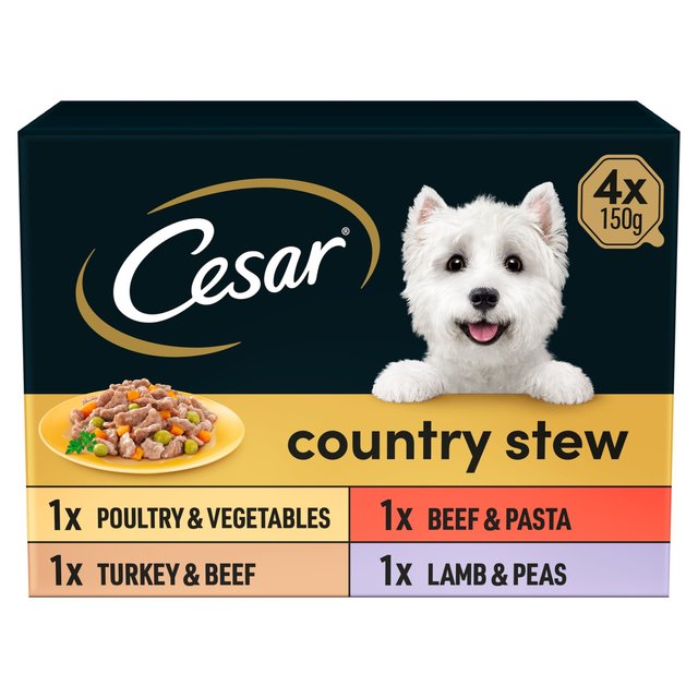 Cesar Country Stew Adult Wet Dog Food Trays Mixed in Gravy, 4 x 150g