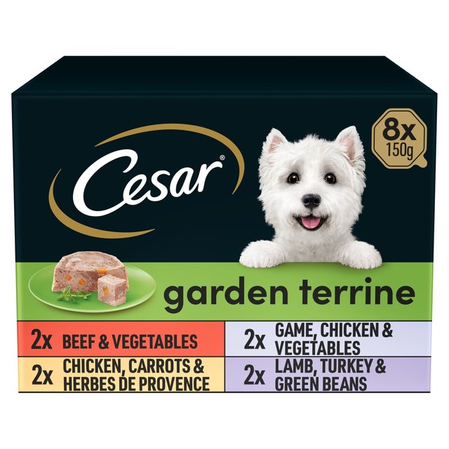 Cesar Garden Terrine Dog Food Tray Mixed in Loaf, 8 x 150g