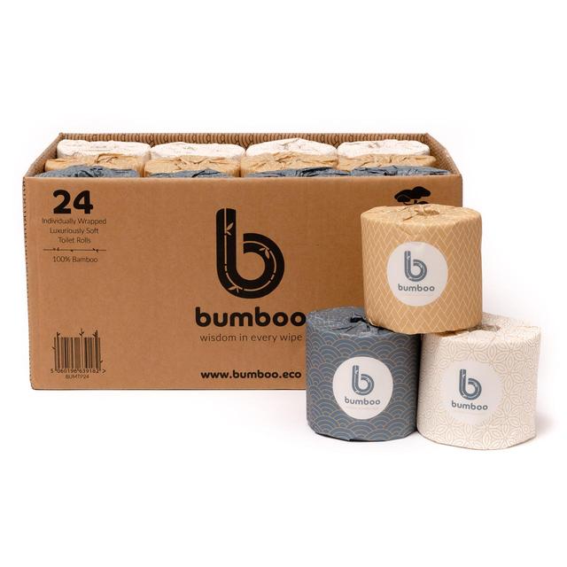 Bumboo Luxury Bamboo Toilet Tissue, Extra Long Rolls, 24 Per Pack