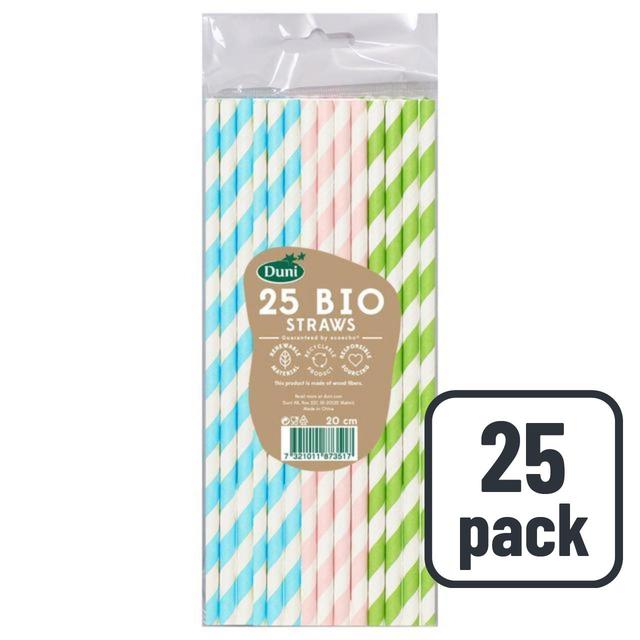 Duni Bio Pastel Recyclable Paper Straws, 25 per Pack