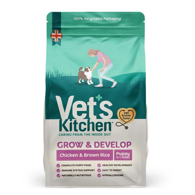 Vet’s Kitchen Grow & Develop Puppy Dry Dog Food Chicken & Brown Rice, 1kg