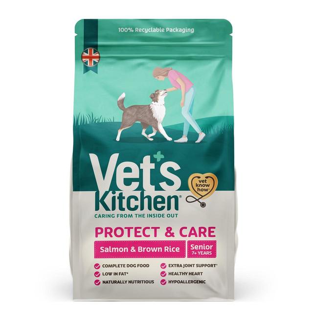 Vet’s Kitchen Protect & Care Senior Dry Dog Food Salmon & Brown Rice, 1kg