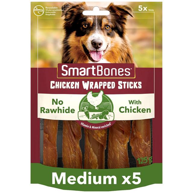 SmartBones 5 Chicken Wrapped Rawhide Free Sticks Dog Treats, 5 Per Pack