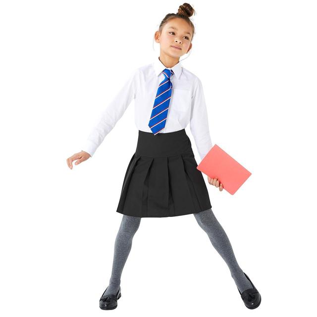 M & S Girls Crease Resistant School Skirts, 12-13 Years, Black