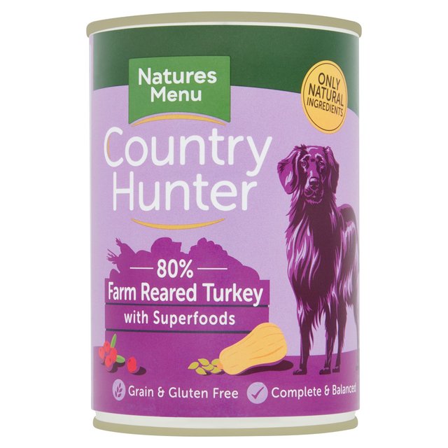 Natures Menu Country Hunter 80% Farm Reared Turkey With Superfoods Wet Dog Food, 400g