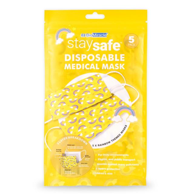 Stay Safe Kids Covid Face Covering, 5 Per Pack