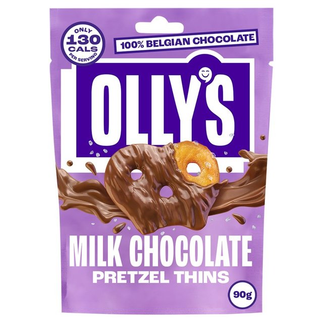 Olly’s Pretzel Thins, Salted Milk Chocolate, 90g
