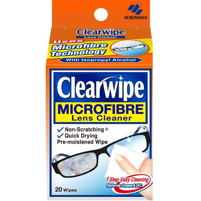 Clearwipe Microfibre Lens Wipes, 20 Per Pack