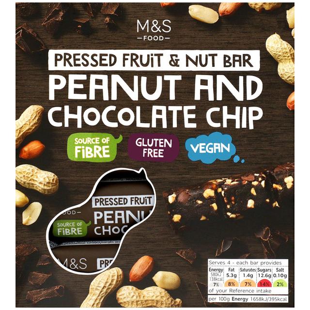 M & S Peanut & Chocolate Chip Bars, 4 x 35g