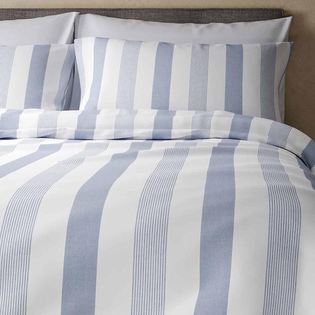 M & S Hadley Pure Cotton Striped Bedding Set, King, 5ft, Blue Mix