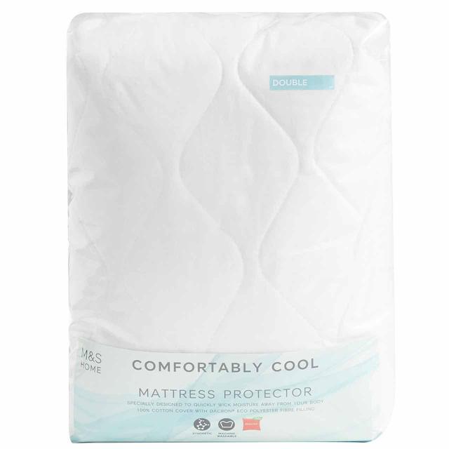 M & S Comfortably Cool Mattress Protector, White, Single, 3ft