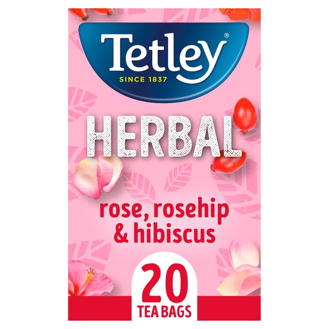 Tetley Herbal Rose, Rosehip & Hibiscus Tea Bags, 20 Per Pack