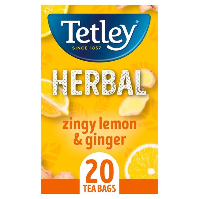 Tetley Herbal Zingy Lemon & Ginger Tea Bags, 20 Per Pack
