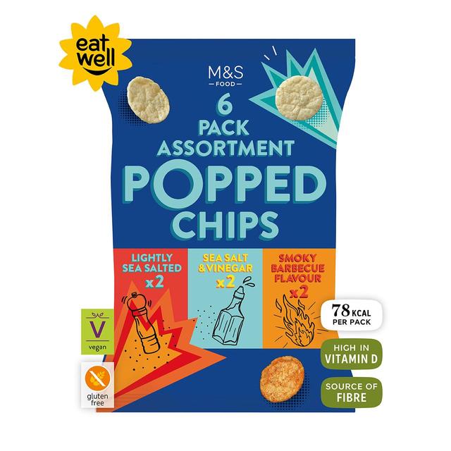 M & S Assorted Popped Potato Chips Multipack, 6 x 20g