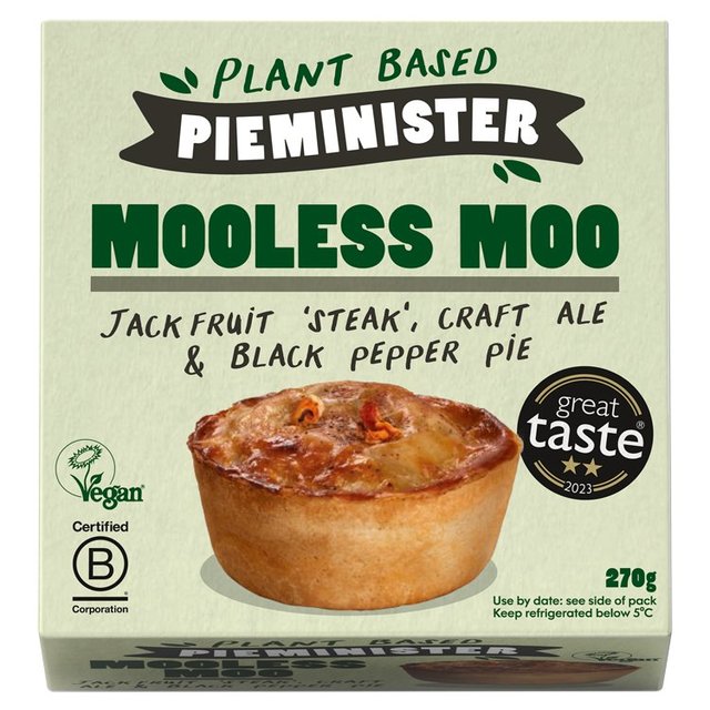 Pieminister Mooless Moo Jack Fruit Steak, Craft Ale & Black Pepper Pie, 270g