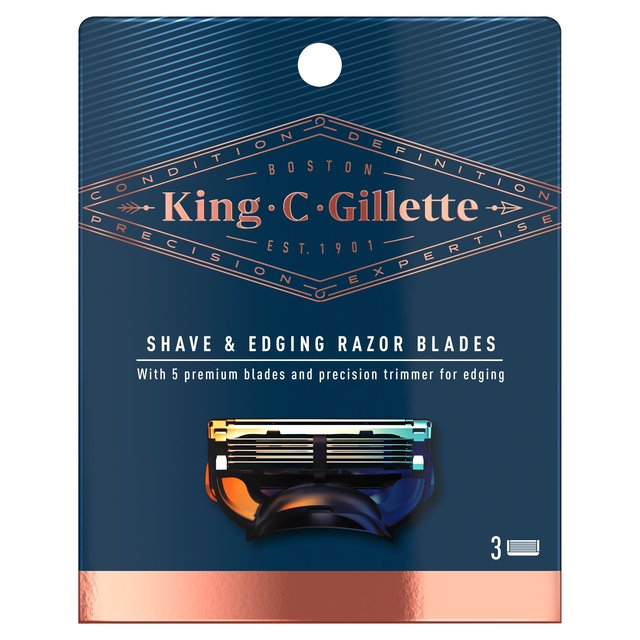 King C. Gillette Shave & Edge Razor Blades, 3 Per Pack