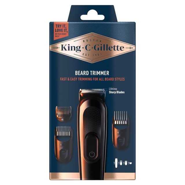 King C. Gillette Cordless Beard Hair Trimmer With 3 Interchangeable Combs