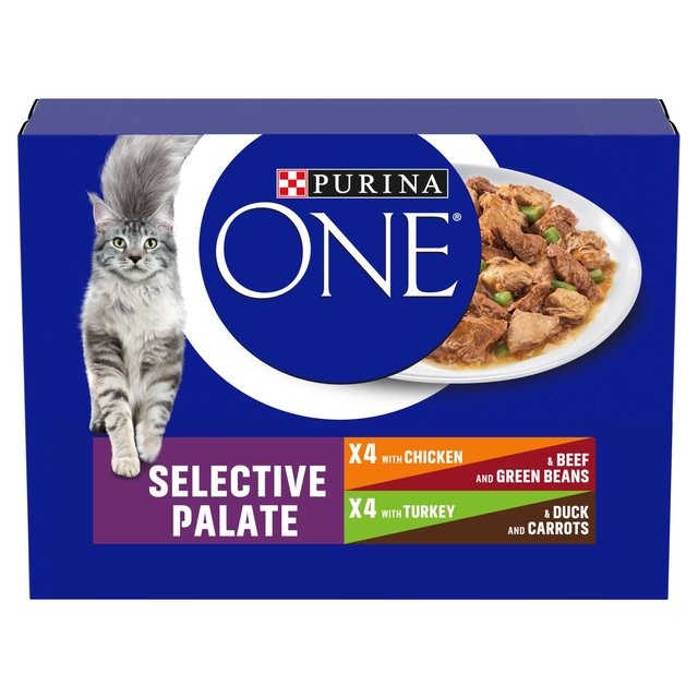 Purina One Selective Palate Cat Food in Gravy, 8 x 85g