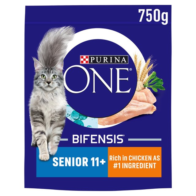 Purina ONE Senior 11+ Cat Food Chicken and Whole Grain, 750g