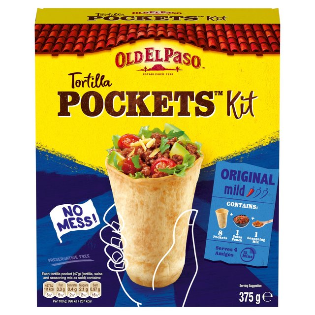 Old El Paso Mexican Mild Tortilla Pockets Kit, 383g