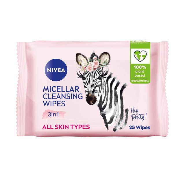 Nivea Biodegradable 3 in 1 Micellair Micellar Cleansing Face Wipes, 25 per Pack