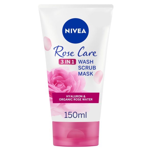 Nivea Rose Care 3 in 1 Organic Rose Water Face Wash Scrub & Mask, 150ml
