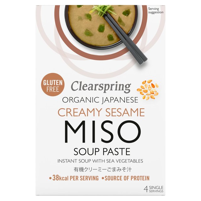 Clearspring Organic Japanese Creamy Sesame Instant Miso Soup Paste, 4 x 15g