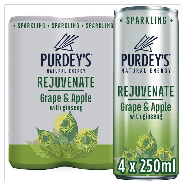 Purdey’s Natural Energy Rejuvenate Grape & Apple, 4 x 250ml