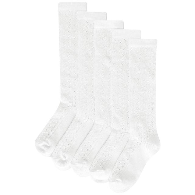 M & S Girls Knee High Pelerine Socks, Size 12-3, White