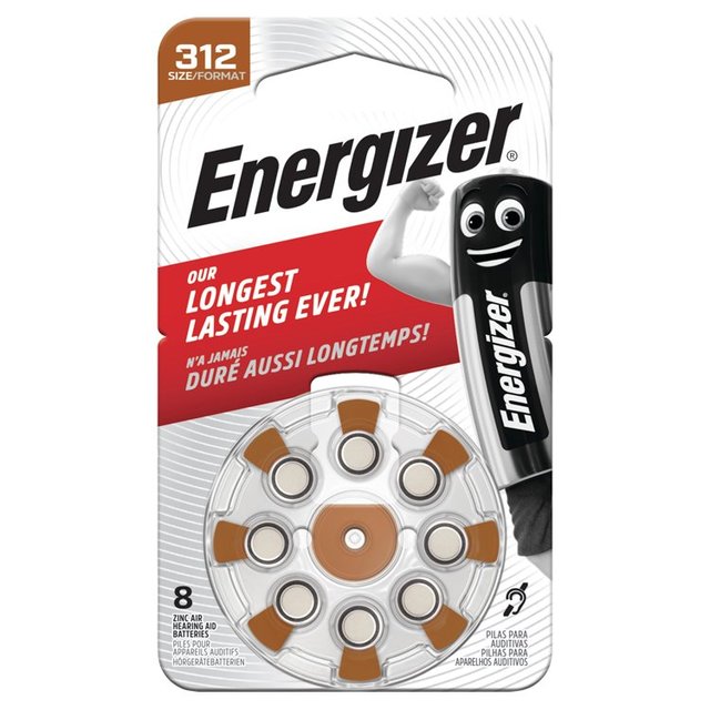Energizer Hearing Aid Batteries 312, 8 per Pack
