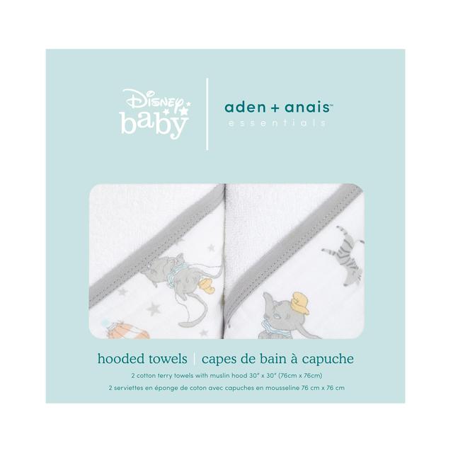 Aden + Anais Hooded Towel, Dumbo, 2 per Pack