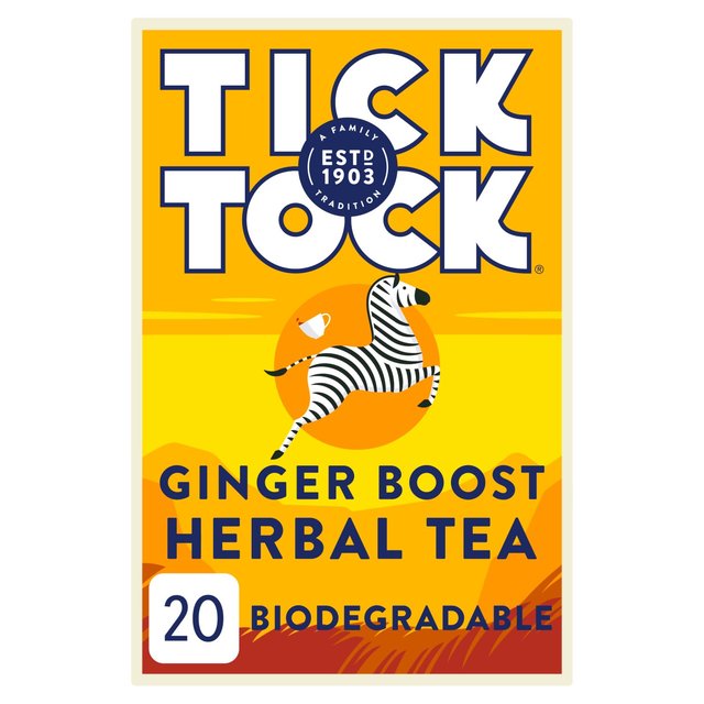 Tick Tock Wellbeing Ginger Boost, 20 Per Pack