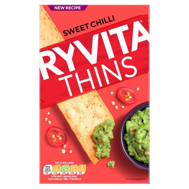 Ryvita Thins Sweet Chilli Flatbread Crackers, 125g
