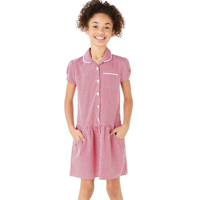 M & S Girls’ Cotton Gingham School Dresses, 4-5 Years, Red