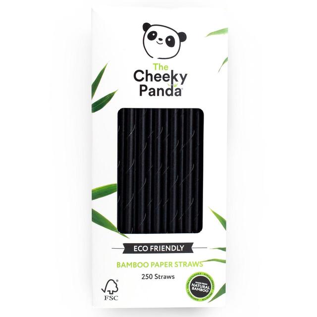 The Cheeky Panda 100% Bamboo Paper Straws, Black, 250 Per Pack