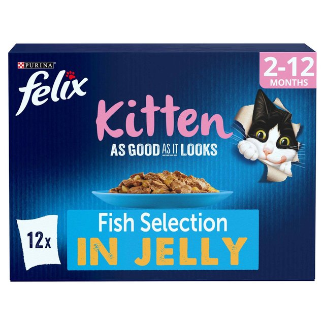 Felix As Good As It Looks Kitten Cat Food Fish in Selection, 12 x 100g