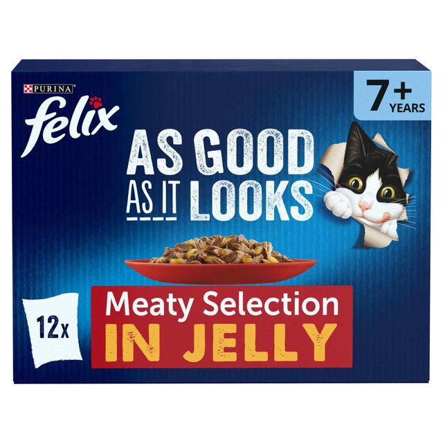 Felix As Good As It Looks Senior Cat Food Meat, 12 x 100g