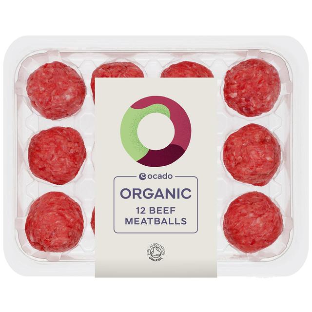 Ocado Organic 12 Beef Meatballs, 336g