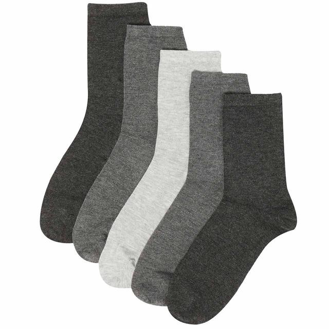M & S Women’s 5 Pack Sumptuously Soft Ankle Socks, Size 6-8, Grey Marl, 6-8 Years, Size 6-8