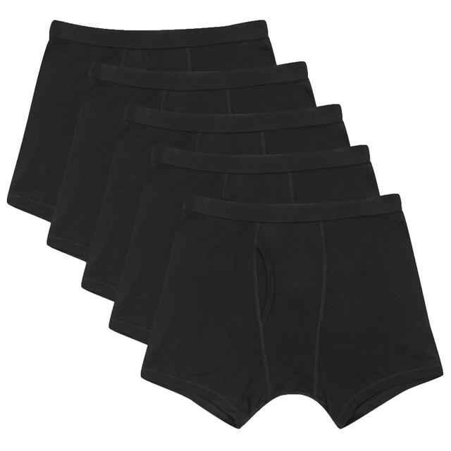 M & S Mens 5 Pack Pure Cotton Cool & Fresh Trunks, S, Black