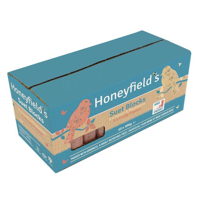 Honeyfield’s Suet Block 10 Pack, 5 Fruity & 5 Insect, 10 x 300g