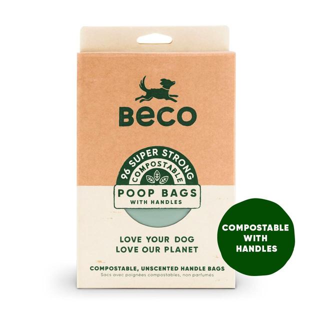 Beco Compostable Dog Poop Bags With Handles, Unscented, 96 Per Pack