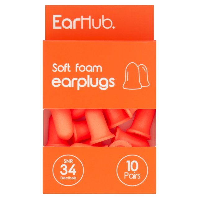 EarHub Premium Soft Orange Foam Earplugs, 10 Per Pack