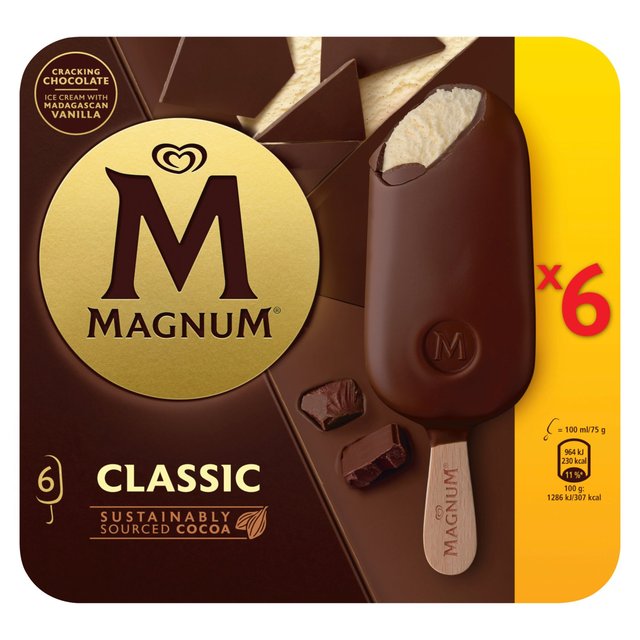 Magnum Classic Ice Cream Lollies, 6 x 100ml