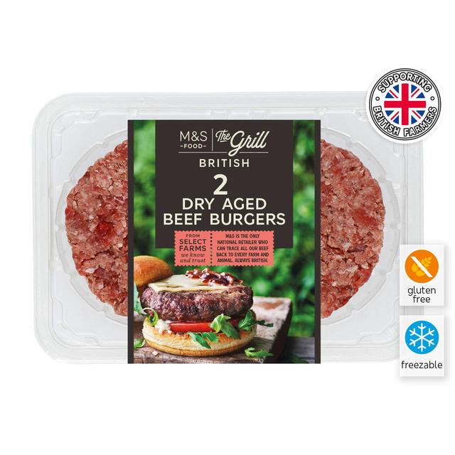 M & S British 2 Dry Aged Beef Burgers, 300g