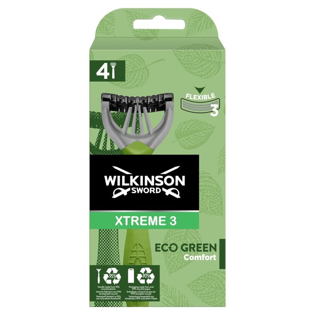 Wilkinson Sword Xtreme 3 Eco Disposable Razors, 4 Per Pack